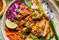 Fresh Spring Roll Bowls with Homemade Peanut Sauce