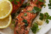 Keto Salmon in Garlic Butter Lemon Sauce
