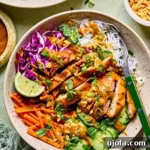 spring roll bowls with peanut sauce