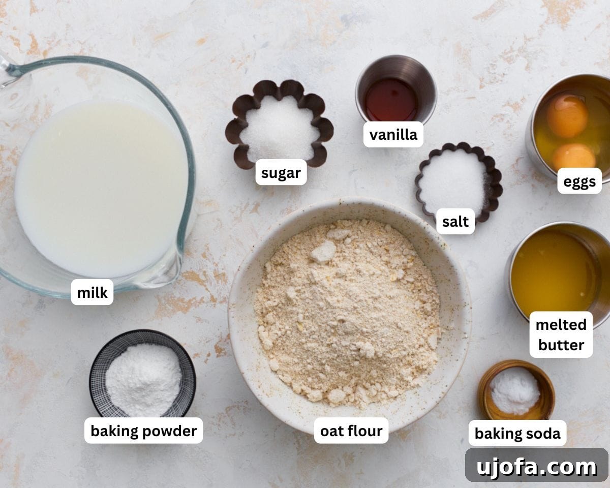 Crispy Oat Flour Waffles Recipe for Fluffy Homemade Waffles 4 Oat flour waffles ingredients