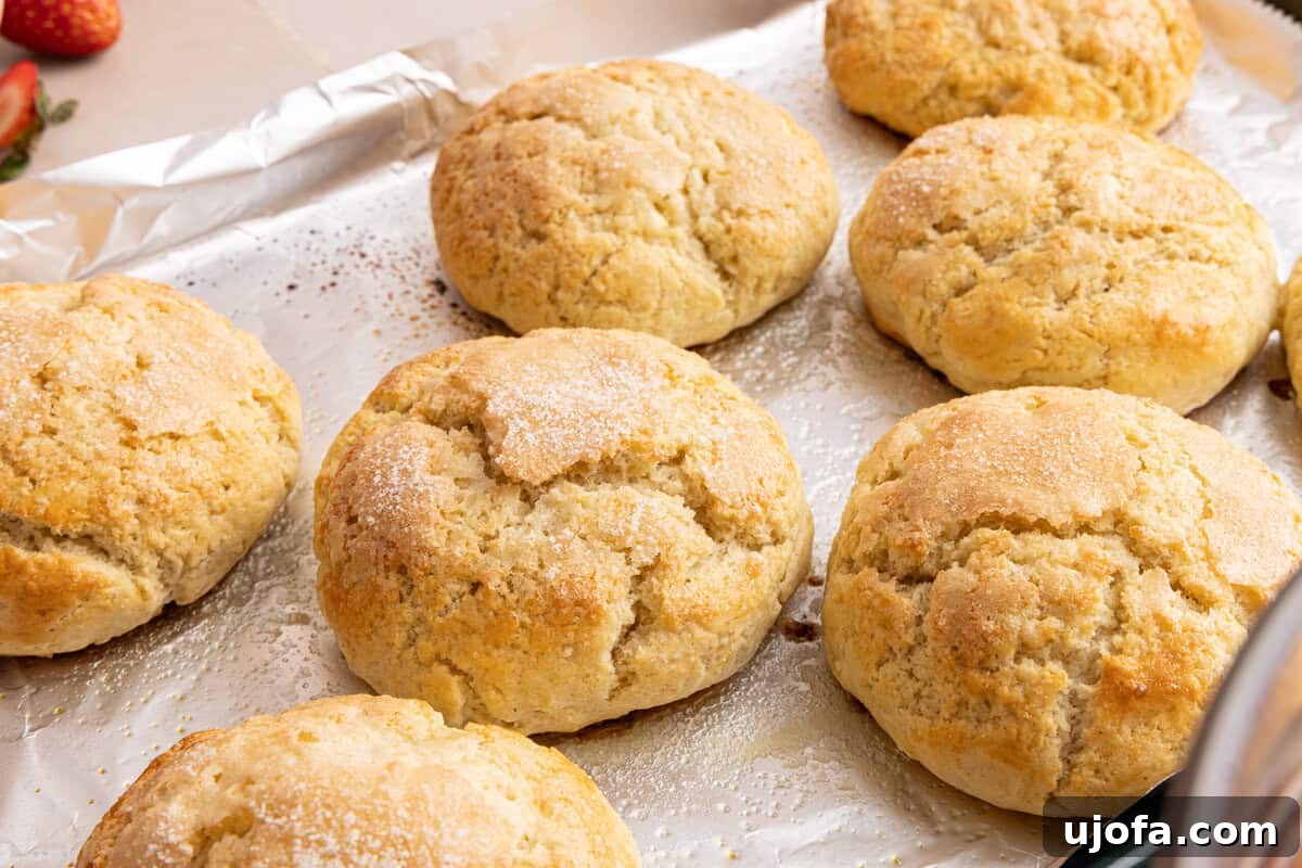 baked biscuits on a baking sheet