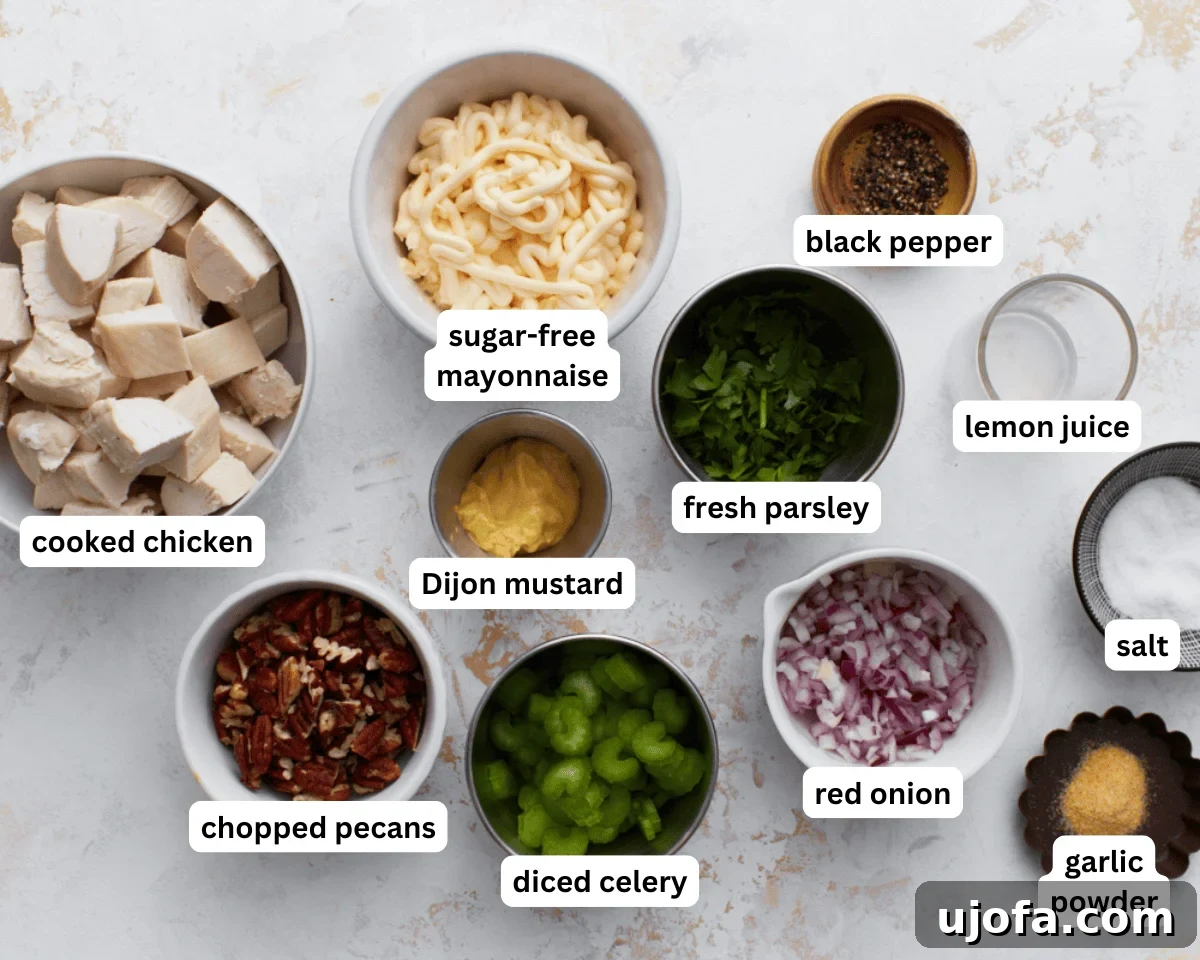 Creamy Keto Chicken Salad with Bacon and Avocado 3 Keto chicken salad ingredients
