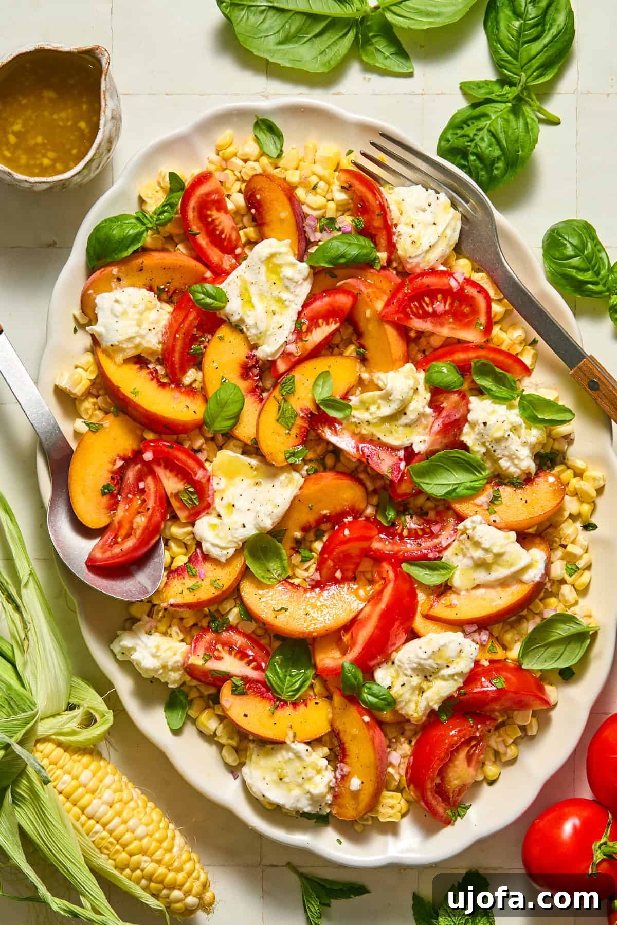 Burrata and Peach Salad with Spicy Honey Vinaigrette 2 Burrata peach salad