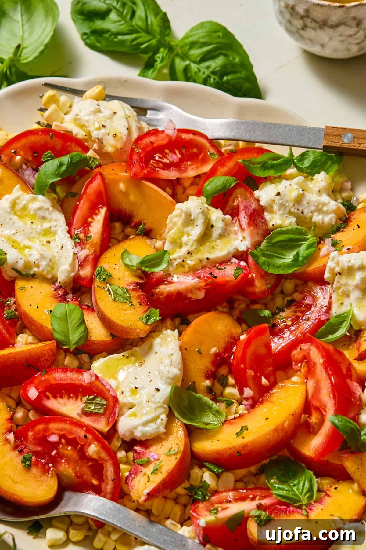 Burrata and Peach Salad with Spicy Honey Vinaigrette 7 Finished burrata peach salad