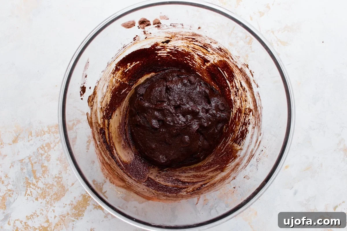 Fudgy Flourless Chocolate Cookies Gluten Free 8 flourless chocolate cookie batter with chocolate chips folded in