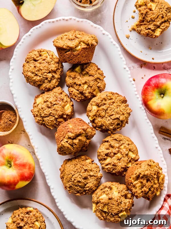 Protein-Packed Apple Pie Overnight Oats 11 Protein Cinnamon Apple Muffins on a platter