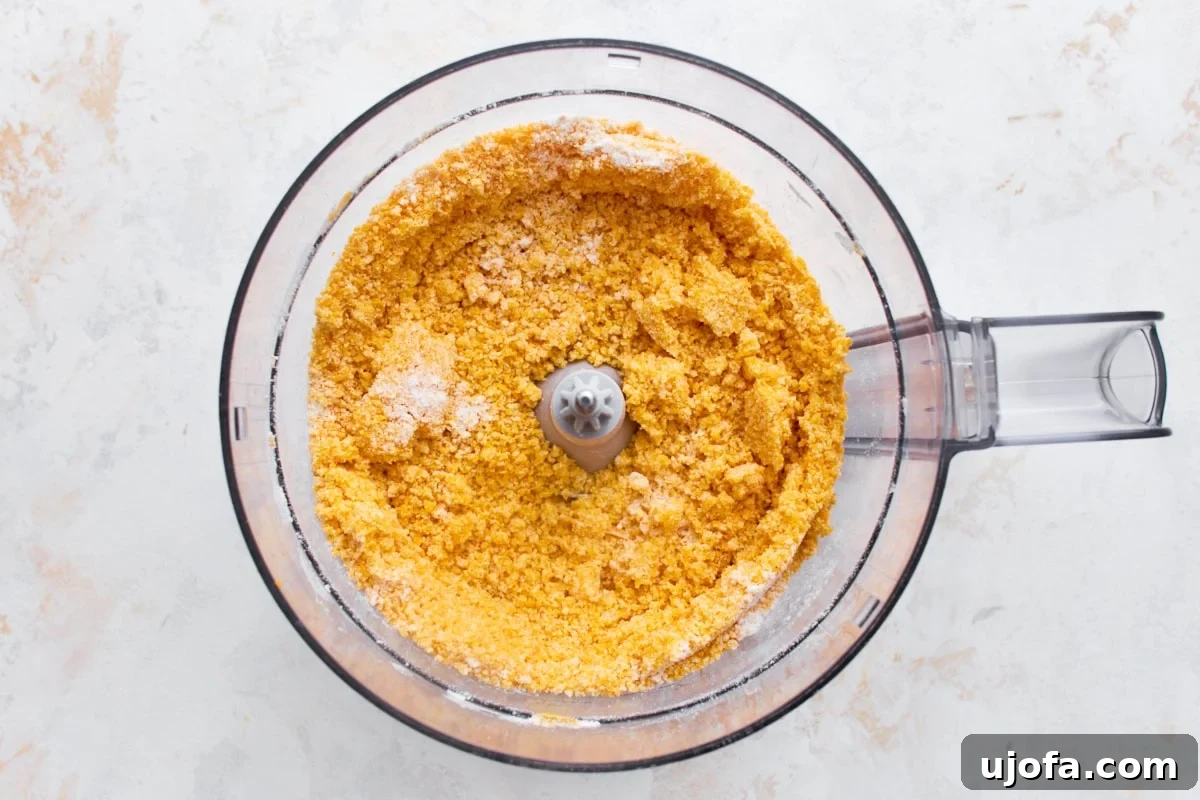 Homemade Gluten-Free Goldfish Crackers 4 Gluten-free flour, shredded cheddar, and butter pulsed into a crumbly, sand-like texture in a food processor.